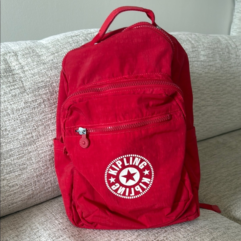 Kipling Red Backpack Classic Design Durable Fabric